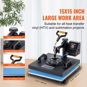 Presse à chaud multifonctionnelle 5-en-1 avec double écran LED 15 x 15 pouces pour sublimation de t-shirts – Taille unique pour un pressage pratique - Product Image 4