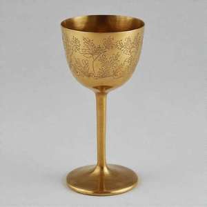 Calice rustique en laiton, gobelet artisanal orné, tasse à boire vintage, vaisselle médiévale, décoration classique traditionnelle pour collectionneur - Product Image 1