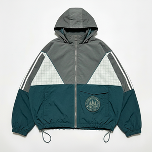 Men's Hooded Color Blocking wind Jacket With Patch Design Windproof Zipper Front Sporty Style Autumn Wear - Product Image 3
