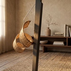 Abat-jour suspendu en rotin Lampion, lampe suspendue en spirale tressée, couverture de luminaire en paille faite à la main, lustre en paille de qualité supérieure, décoration de plafond balinaise - Product Image 2