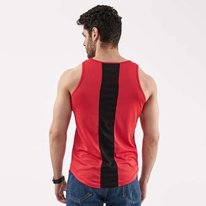 Débardeur tricoté rouge uni pour homme, col rond, décontracté, haute qualité, idéal pour l'entraînement sportif estival - Product Image 2