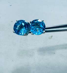 Pendientes de Plata de Ley con Topacio Azul Natural, Gema Azul Cielo Brillante, Joyería Fina, Regalo Elegante para Ella - Product Image 3