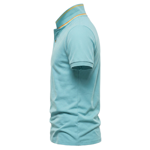 Camiseta de Manga Corta para Hombre, Color Azul Claro, Transpirable, Estampada, Tejida, de Color Sólido, Informal - Product Image 3
