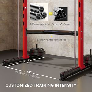 Stazione Multifunzione Regolabile con Rack per Squat, Barra per Trazioni e Barra per Bilanciere, Half Rack per Panca Piana - Rosso - Product Image 6