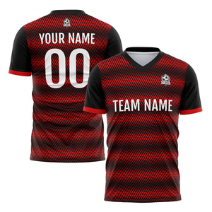 เสื้อฟุตบอลแบบซับลิเมชั่นสีน้ำเงินดำ คอวี แขนสั้น ระบายเหงื่อได้ดี สำหรับทีม ผู้ใหญ่ ใส่ได้ทุกฤดู - Product Image 6