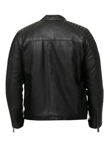 เสื้อแจ็คเก็ตหนังสีดำสำหรับนักแข่งชาย - Product Image 2