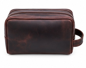 Gravs LT-08AB Sac de voyage multifonction en cuir véritable de qualité supérieure, écologique, durable, motif vintage, grand format, pour cosmétiques - Product Image 1