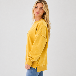 Sweat-shirt délavé sur mesure pour femme – Vêtement décontracté d'hiver, écologique et respirant – Prix de gros - Product Image 2