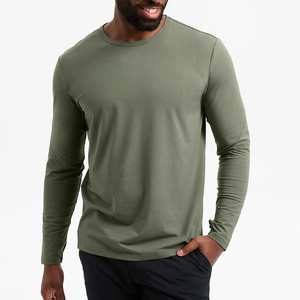 T-shirts de sport d'été pour hommes en coton épais à manches longues, coupe classique, motif uni, de luxe - Product Image 3