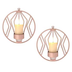 Ensemble de appliques murales classiques en métal or rose, design géométrique circulaire, construction légère, éclat chaleureux, décoration élégante pour la maison - Product Image 4