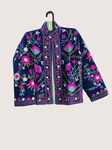 Cardigan en coton brodé floral bohème, col rond, manches longues, grande taille, vêtements décontractés pour femmes, vêtements de printemps - Product Image 1