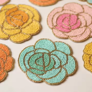 Special Occasions Artisan Craft <b>Beaded</b> Glass <b>Coasters</b> Non-Slip Base for Promotions - Product Image 6