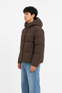 Men Hooded Puffer Jacket <b>Winter</b> Warm Quilted Jacket Lightweight Insulated Jacket Full Zip Hoodie Jacket Casual <b>Winter</b> Men Solid - Product Image 3