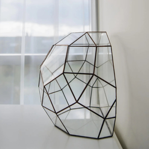 Terrario de Acero Inoxidable Sostenible con Marco Metálico y Vidrio, Forma Única, Acabado Dorado, Decoración para Plantas de Interior - Product Image 1