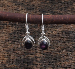 Boucles d'oreilles pendantes en améthyste naturelle, argent sterling 925, pierres précieuses authentiques, bijoux de luxe pour mariage et soirée, unisexe - Product Image 4