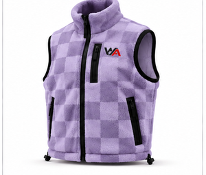 2026 Best Selling <b>Men's</b> Heavyweight Fleece Vest Warm <b>Purple</b> Checkerboard Zip Up <b>Waistcoat</b> Sleeveless Bodywarmer Factory Direct - Product Image 5
