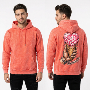 Sudadera con Capucha Vintage Teal para Hombre, Estilo Desgastado con Lavado Ácido, Sudadera Personalizada con Estampado Gráfico de Calavera Forever Valentine, Sudadera Urbana - Product Image 5