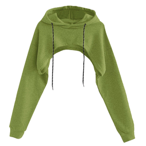 Conjunto de chándal con pantalones deportivos apilados, top corto con capucha y estampado personalizado, y pantalones de chándal acampanados para mujer - Product Image 4