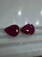 Paire de rubis chauffés en forme de poire, Mozambique, 9,23 carats, prête à l'emploi