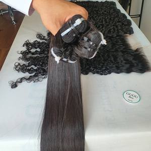 Extensiones de Cabello Humano de 16 Pulgadas, Cabello Virgen Vietnamita Liso, Super Doble Trama, con Cierre de Encaje HD - Product Image 3