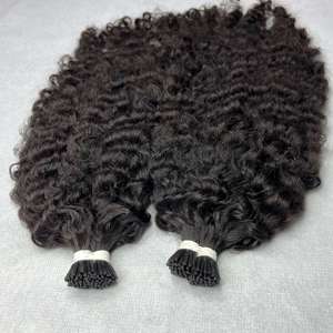 Estilo birmano 8-30 pulgadas longitudes I-tip rizado romántico extensiones de cabello virgen cutícula a juego cabello vietnamita - Product Image 2