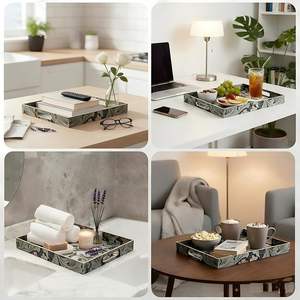 ถาดเสิร์ฟไม้พิมพ์ลายทำมือ ราคาโรงงาน ดีไซน์โดดเด่น รูปทรงสี่เหลี่ยมผืนผ้า ถาดพิมพ์ลาย MDF ทำมือ โดย Universal Overseas - Product Image 5