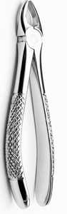 Forceps d'extraction dentaire pédiatrique ergonomique manuel de petite taille à bec de baïonnette avec poignée texturée pour molaires supérieures en acier inoxydable - Product Image 4