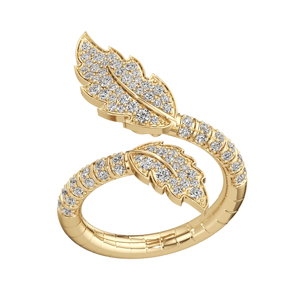 Anillo de cóctel con plumas de diamantes en oro amarillo para mujer, joyería fina de lujo - Product Image 2