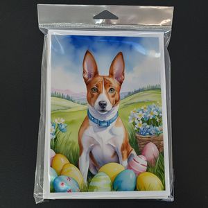 Whimsical A7 Size 5x7 Basenji <b>Easter</b> Egg Hunt Blank Note <b>Cards</b> <b>Pack</b> of 8 with Envelopes - Product Image 3