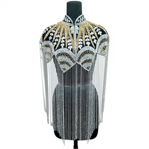 <b>Sequined</b> Embellished Polyester <b>Jacket</b> with <b>Fringe</b> Details for Adult Wear Handmade Cape - Product Image 5