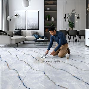 Azulejos de Porcelana Esmaltada Estilo Mármol Vintage Cosmo Crema 600x600mm, Acabado Pulido Beige, Resistentes al Ácido y Antideslizantes para Interiores - Product Image 2