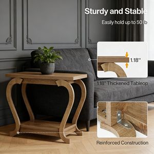 2-Tier Narrow Accent <b>Side</b> Table with Storage Shelves Nightstand or End Table - Product Image 4