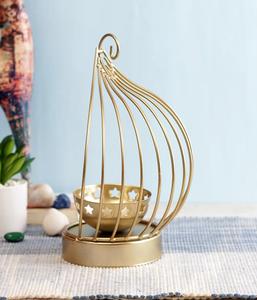 Modern Gold Metal Bird Cage <b>Candle</b> Holder Lantern - Decorative Iron Tea Light Stand for <b>Wedding</b>, Party, & Home Decor - Product Image 3