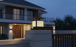 ไฟเสาประตู LED รุ่น E27 IP65 ลายคลื่นทันสมัย ตกแต่งบ้านพักตากอากาศกลางแจ้ง สีดำ เหล็กเคลือบสีฝุ่นคุณภาพสูง แสงวอร์มไลท์ - Product Image 2
