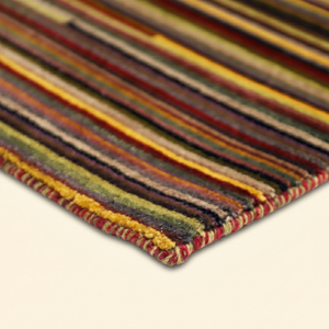 Tapis noué à la main multicolore en mosaïque Ember, tapis moderne abstrait à rayures pour salon, chambre et intérieurs d'hôtel - Product Image 5