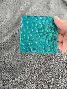 Square Handmade Epoxy Resin Coaster, <b>Gems</b>, Transulcent Ocean Teal - Product Image 6