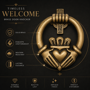 Antique Brass Claddagh Heart Door Knocker Vintage <b>Celtic</b> Front Door Hardware Decorative Entrance Accent for Homes Villas Hotels - Product Image 5