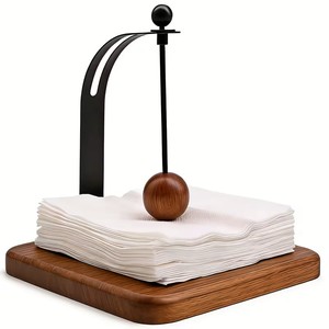 Handmade Wood Napkin Dispenser – Tabletop Napkin Holder with Curved Metal <b>Stand</b> - Product Image 1