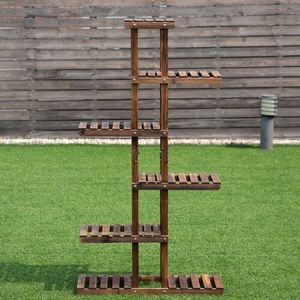 Scaffale da giardino in legno a 6 livelli per lo stoccaggio e la cremagliera per piante forniture da giardino - Product Image 6
