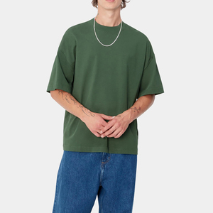 Men's Oversized Solid <b>Green</b> Cotton Short Sleeve O-Neck Casual Knitted <b>Plain</b> Dyed Fit <b>T</b>-<b>shirt</b> Now Available For Sale - Product Image 5
