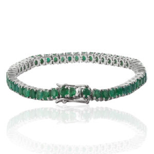 Pulsera de tenis fina de plata de ley 925 con esmeralda natural de corte ovalado, ideal para fiestas de mujer - ¡Gran oferta de fábrica! - Product Image 3