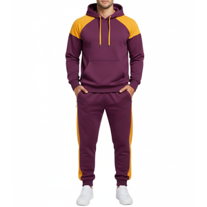 Conjunto Deportivo para Hombre de Alta Demanda en Morado Ciruela y Dorado – Sudadera con Mangas Raglán y Puños en Contraste y Pantalón a Juego - Product Image 2