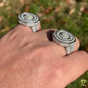 Lab Grown Diamond Hexagon Spiral Statement <b>Ring</b> for Men White <b>Gold</b> Luxury Hip Hop Geometric Designer <b>Cocktail</b> <b>Ring</b> - Product Image 3