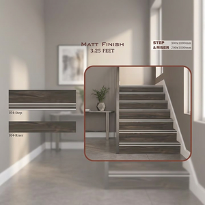 Luxury 1000x300mm And 1000x200mm GVT Porcelain And Ceramic Step Riser Tiles 10mm Matte Black Stair Treads - Product Image 3