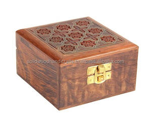 Rosewood Decorative Carved Wooden <b>Boxes</b> Home Office Locking Wood Storage Hinged Lid Keepsake Carved Wooden Box - Product Image 5