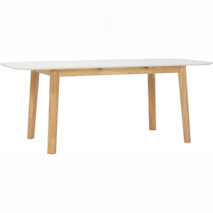 Mesa de Centro Cuadrada Resistente con Patas de Madera de Caucho Sólido y Tablero de MDF Lacado en Blanco, Diseño KD, Disponible en Stock, para Restaurante - Product Image 1