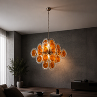 Lustre en verre de Murano Aurora Gold avec télécommande, hauteur réglable, pour usage hôtelier