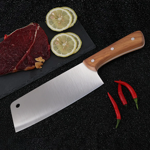 Couteau à découper en acier inoxydable avec manche en bois, finition brossée, outil de découpe de cuisine robuste pour la viande et les légumes - Product Image 6