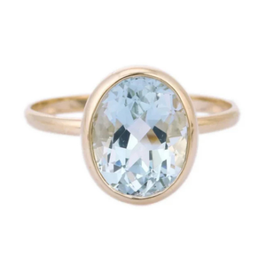 แหวนวงเรียบทรงเรขาคณิตประดับอะความารีน ชุบทอง 18K บนสแตนเลสสตีล - Product Image 1