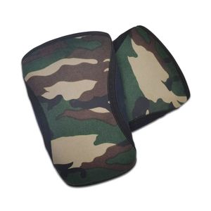 Woodland Camo Knee Sleeve Green Khaki Brown Neoprene 7mm Squat <b>Compression</b> Joint Support Gym Weightlifting Knee Sleeve Pair - Product Image 2